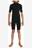 O'NEILL BOYS DEFENDER CHEST ZIP SHORT SLEEVE SPRING 2MM WETSUIT - BLACK