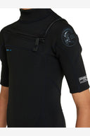 O'NEILL BOYS DEFENDER CHEST ZIP SHORT SLEEVE SPRING 2MM WETSUIT - BLACK