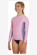 O'NEILL GIRLS CLASSIC UV LONG SLEEVE RASH VEST - PINK