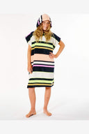 RIP CURL GIRLS TWIN FIN HOODED TOWEL BLACK STRIPE RIPCURL MOUNT SURF SHOP