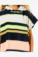 RIP CURL GIRLS TWIN FIN HOODED TOWEL BLACK STRIPE RIPCURL MOUNT SURF SHOP