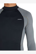 O'NEILL PSYCHO UV LONG SLEEVE RASH VEST - BLACK SMOKE